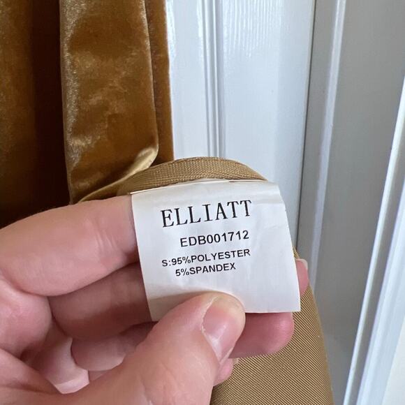 ELLIATT Gold Velvet Velour Midi Ruffle Cocktail Dress Revolve Size Large Party - Picture 6 of 8